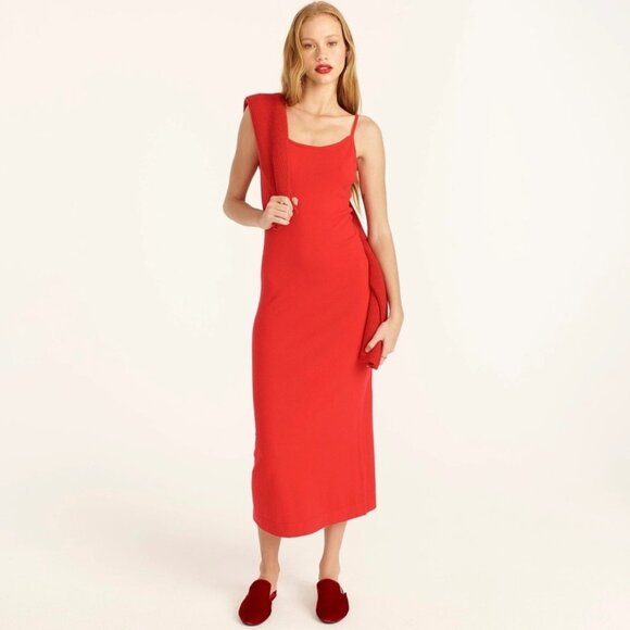 NWT J.Crew Featherweight Cashmere Blend Long Slip Dress in Holiday Red M - Picture 2 of 9